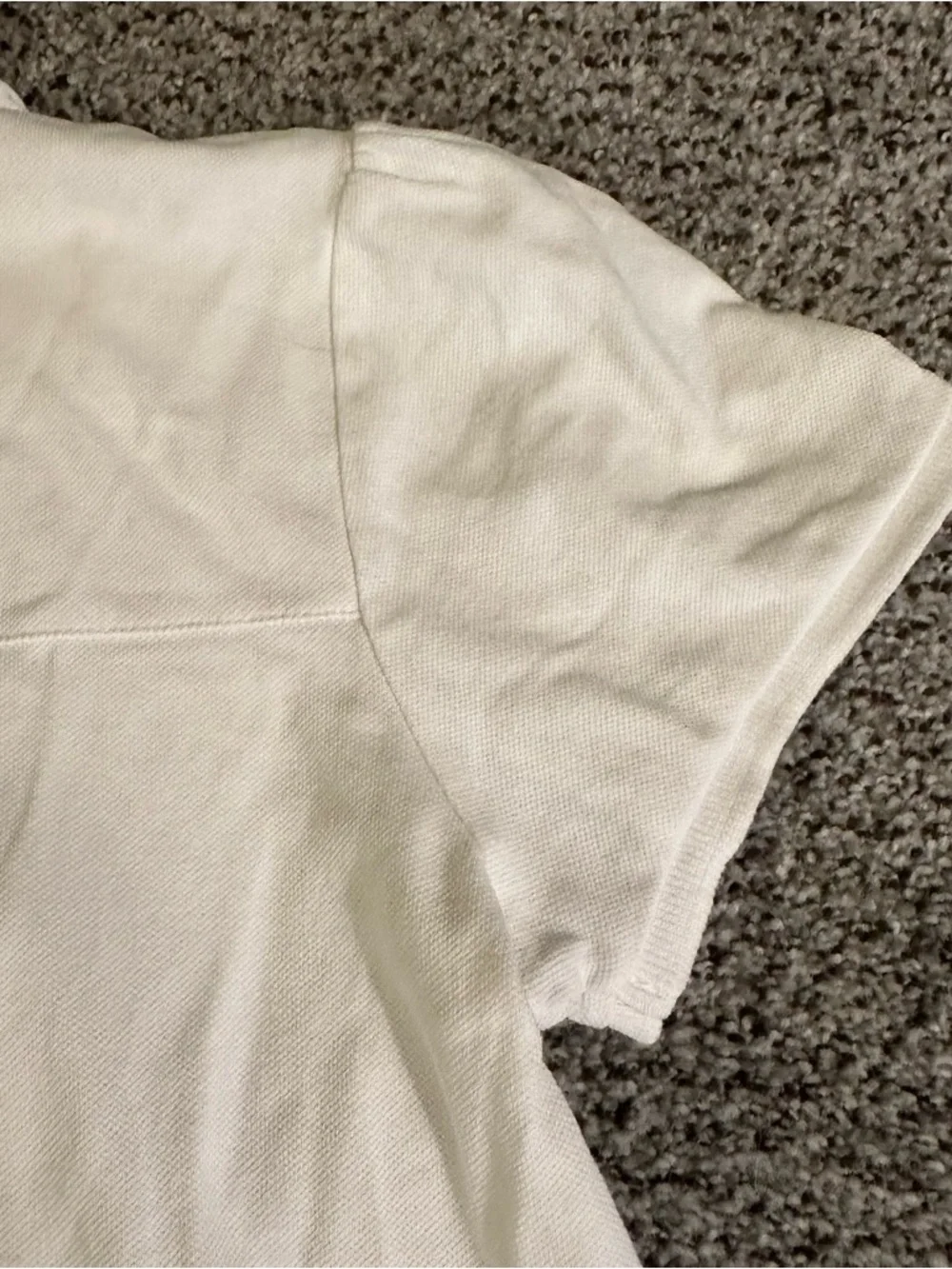 BURBERRY Girls 14 L White Puff Sleeve Polo Shirt Plaid In Collar Pleats R $295